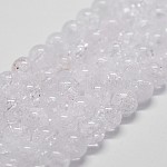 Chapelets de perles en quartz naturel craquelé, ronde, 6mm, Trou: 1mm, Environ 66 pcs/chapelet, 14.9 pouce ~ 15.1 pouces