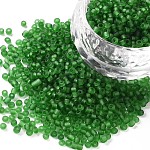 12/0 Perlas de semillas de vidrio, colores esmerilado, redondo, verde, 2mm
