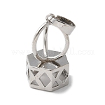 Fianzas de tapa de cuentas de latón, hexágono, Plateado de larga duración, chapado en rack, sin plomo y cadmio, Platino, 26x16.5x14.5mm, agujero: 8x4 mm