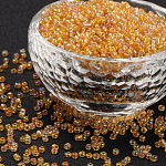 Perles de rocaille en verre rondes, couleurs transparentes arc, ronde, verge d'or, 4mm
