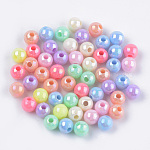 Opake Legierung Perlen, AB Farbe, Runde, Mischfarbe, 6x5.5 mm, Bohrung: 1.8 mm