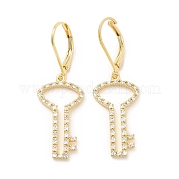 Brass Micro Pave Clear Cubic Zirconia Dangle Leverback Earrings for Women KK-B062-03G