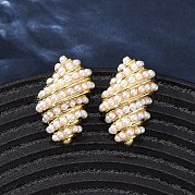 Серьги-гвоздики из латуни в форме ракушки EJEW-H165-01C-G