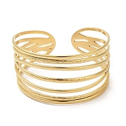 Ion Plating(IP) 304 Stainless Steel Multi Line Cuff Bangles for Women BJEW-L682-009G