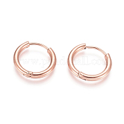 Серьги-кольца Huggie Hoop из нержавеющей стали 304 с ионным покрытием (IP) EJEW-F111B-17mm-RG
