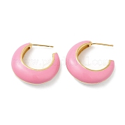 Серьги-гвоздики из латуни круглой формы с эмалью EJEW-D059-12G-02