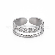 304 Stainless Steel Curb Chain Shape Cuff Ring RJEW-N038-037P