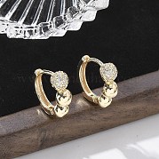 Серьги-кольца из латуни с прозрачным фианитом EJEW-Q014-07G
