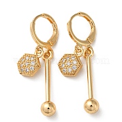 Серьги с шестигранной спинкой и стразами EJEW-K256-37KCG