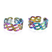304 Stainless Steel Wave Wrapped Cuff Ring RJEW-N038-066