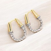 Латунные серьги-кольца из прозрачного кубического циркония EJEW-H158-17A-GP
