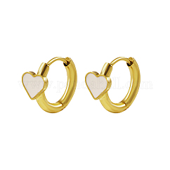 Boucles d'oreilles créoles coeur en coquillage naturel, Boucles d'oreilles en acier inoxydable 304, véritable 18k plaqué or, 11x6mm