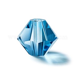 Preciosa® Kristallperlen, tschechischer Kristall, Doppelkegel (451 69 302 Rondell), 60120 Malibu-Blau, 4 mm, Bohrung: 0.8 mm