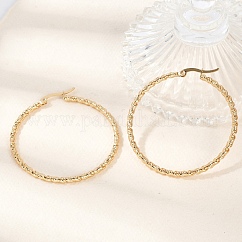 Boucles d'oreilles créoles en acier inoxydable 304 avec placage ionique (IP), torsadée, or, 10 jauge, 46x45x2.5mm, pin: 1.2x0.7 mm