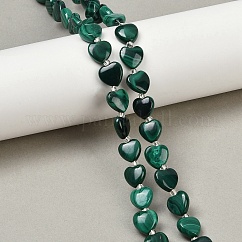 Perline malachite naturali fili, cuore, 10x10x4~4.5mm, Foro: 0.8 mm, circa 35pcs/filo, 14.96 pollice (38 cm)