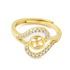 Herz Messing Micro Pave Zirkonia verstellbare Ringfassungen&nbsp;KK-K297-22G
