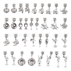 34pcs 17 Arten Legierung europäische baumelnde Charms&nbsp;PALLOY-TAC0263
