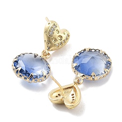 Orecchini pendenti a bottone con micro pavè di zirconi cubici in ottone a forma di cuore&nbsp;EJEW-Q800-29KCG