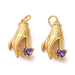 Pendentifs en laiton micro pavé lilas zircone cubique&nbsp;ZIRC-P086-20G