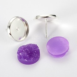 Orecchini in ottone impostazioni e cabochons della resina druzy&nbsp;DIY-X0211