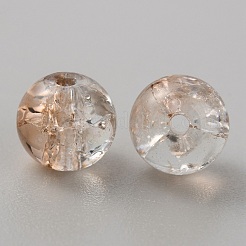 50 pz perle di vetro crackle trasparente&nbsp;GLAA-WH0024-07S