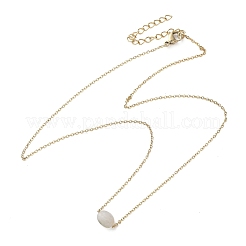 Colliers en acier inoxydable 304 et chaîne en jade naturel ovale pour femmes&nbsp;NJEW-A045-12G