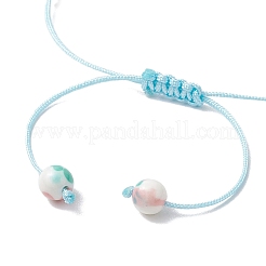 Pulseras trenzadas ajustables de cuentas sintéticas de jade blanco océano y turquesa.&nbsp;BJEW-JB11297-04