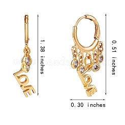 Parola amore orecchini a cerchio in ottone pendenti&nbsp;EJEW-SW00001-03
