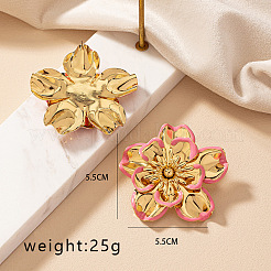 Pendientes de botón de aleación de esmalte con flores de pintura para hornear&nbsp;FS-WG1D62D-02