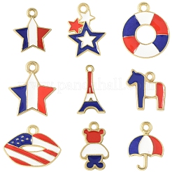 45 pièce 9 styles de pendentifs en alliage émaillé pour le jour de l'indépendance&nbsp;FIND-FS0004-09