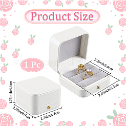 Boîtes carrées de rangement pour alliances de couple en simili cuir avec intérieur en velours et accessoires dorés&nbsp;CON-WH20005-23C