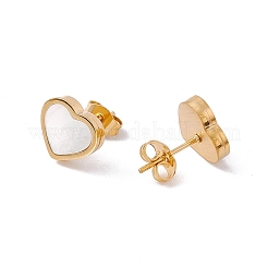 Herz-Ohrstecker aus natürlichen Muscheln und Halskette mit Anhänger&nbsp;SJEW-G080-01G