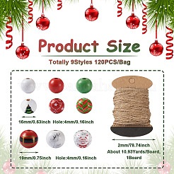 9 style de perles de Noël en bois naturel peintes&nbsp;WOOD-CD0001-35