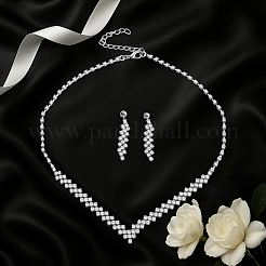 2 ensemble de bijoux en fer bicolores. Ensembles de colliers et de boucles d'oreilles en strass&nbsp;SJEW-GO0001-07