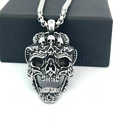 Punk-Retro-Halsketten mit Totenkopfanhänger aus Edelstahl 304 für Herren&nbsp;CH2571