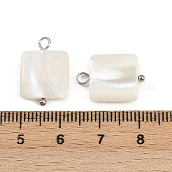 Pendentifs carrés en coquillage naturel&nbsp;STAS-D378-38P