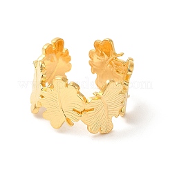 Anillo abierto de hoja de arce de acero inoxidable 304 con revestimiento iónico (IP) para mujer&nbsp;RJEW-E063-18G