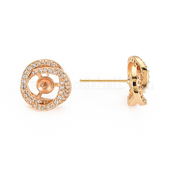 Reperti per orecchini a bottone in zircone chiaro con micro pavé di ottone&nbsp;KK-S360-091-NF