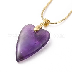 Colliers pendentif coeur pierres précieuses naturelles&nbsp;NJEW-JN04092