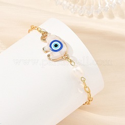 Bracelets à maillons en alliage émaillé œil protecteur et trombones en laiton&nbsp;BJEW-JB14358