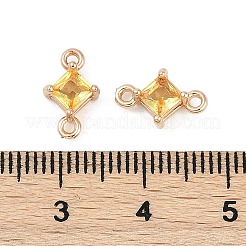 Breloques connecteurs en laiton pavé de losanges en verre&nbsp;GLAA-Q088-001D