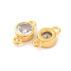 Messing Pflaster klar Kubisch Zirkonia flache runde Verbinder Verbinder Charms&nbsp;KK-U024-03G