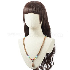 Buddhistische Halskette mit natürlichen Rudraksha-Perlen&nbsp;NJEW-JN04118