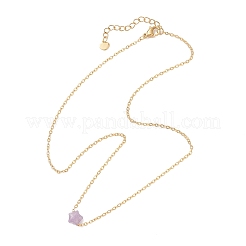 Collane con catena a maglie in acciaio inossidabile 304 con ciondolo a forma di stella in lepidolite naturale&nbsp;NJEW-JN05721