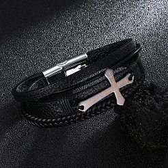 PU-Leder Multi-Strang-Armbänder&nbsp;PW-WGD7CFC-01