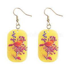 Boucles d'oreilles pendantes rectangulaires en acrylique à motif d'oiseau&nbsp;FS-WG54A2C-05