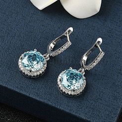Pendientes de aro de circonio cúbico y micro arcilla de plata esterlina 925&nbsp;EJEW-B147-01A-03