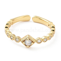 Anneaux de manchette en zircone cubique transparent micro pave en laiton placage en rack&nbsp;RJEW-C043-11G