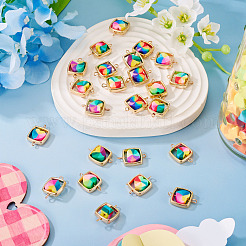 25 Stück Polymer Clay Herz & CCB Quadrat Rahmen Glieder Verbinder Charms&nbsp;CLAY-TADJ0001-05