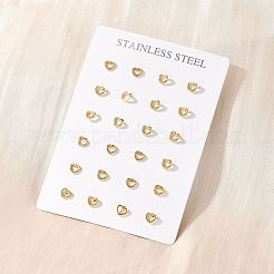 Pendientes pequeños con forma de corazón hueco de acero inoxidable 304 con revestimiento al vacío de PVD para mujer&nbsp;EJEW-P212-06G